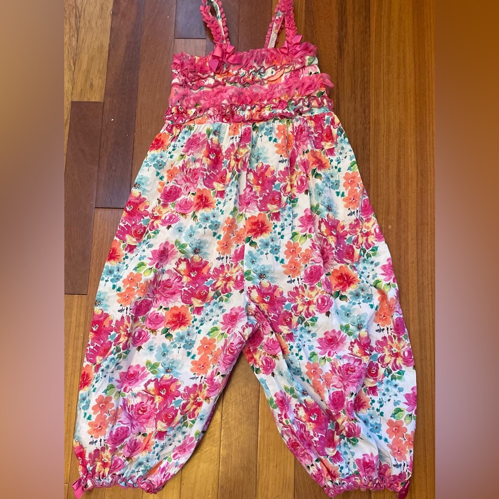 Kids pink floral jumpsuit